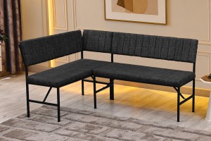 Melody 110x155 Çok Amaçlı Mutfak Köşe Bench Bank Takımı Ayrılabilir 2 Adet İkili Bench Antrasit