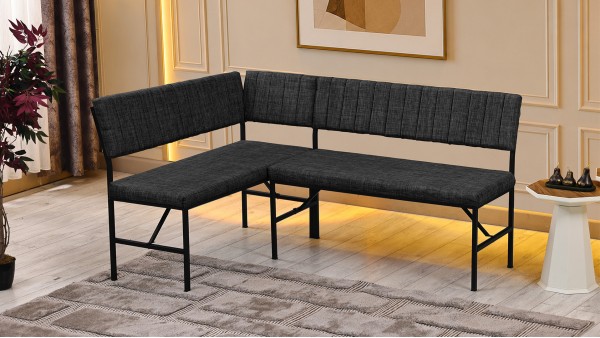 Melody 110x155 Çok Amaçlı Mutfak Köşe Bench Bank Takımı Ayrılabilir 2 Adet İkili Bench Antrasit