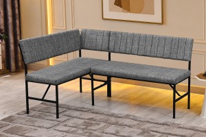 Melody 110x155 Mutfak Köşe Bench Bank Masa Takımı 2 Adet Ayrılabilir İkili Bench 70x110 Ceviz Gri