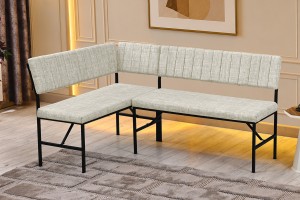 Melody 110x155 Çok Amaçlı Mutfak Köşe Bench Bank Takımı Ayrılabilir 2 Adet İkili Bench Krem
