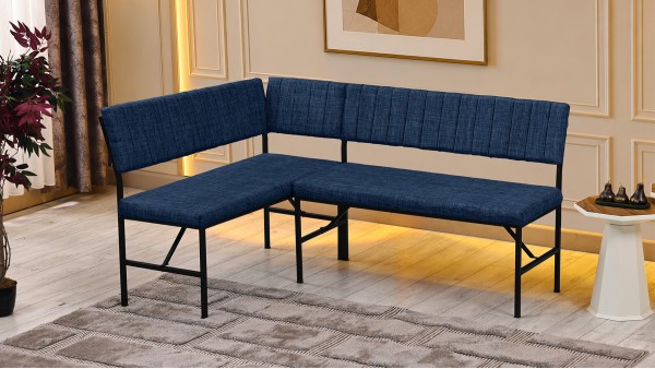 Melody 110x155 Çok Amaçlı Mutfak Köşe Bench Bank Takımı Ayrılabilir 2 Adet İkili Bench Lacivert