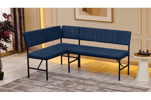 Melody 110x155 Çok Amaçlı Mutfak Köşe Bench Bank Takımı Ayrılabilir 2 Adet İkili Bench Lacivert