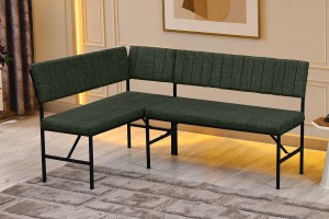 Melody 110x155 Çok Amaçlı Mutfak Köşe Bench Bank Takımı Ayrılabilir 2 Adet İkili Bench Yeşil