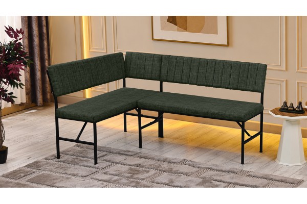 Melody 110x155 Çok Amaçlı Mutfak Köşe Bench Bank Takımı Ayrılabilir 2 Adet İkili Bench Yeşil