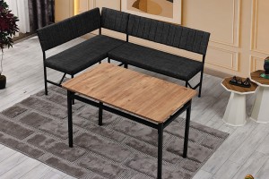 Melody 110x155 Mutfak Köşe Bench Bank Masa Takımı 2 Adet Ayrılabilir İkili Bench 70x110 Ceviz Antrasit