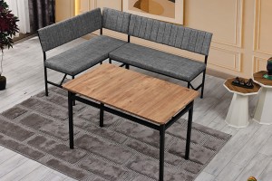 Melody 110x155 Mutfak Köşe Bench Bank Masa Takımı 2 Adet Ayrılabilir İkili Bench 70x110 Ceviz Gri