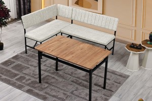 Melody 110x155 Mutfak Köşe Bench Bank Masa Takımı 2 Adet Ayrılabilir İkili Bench 70x110 Ceviz Krem