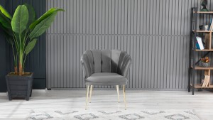 Papatya Çay Seti Koltuk Takımı Babyface Kumaş Gold Kaplama Metal Ayak Füme