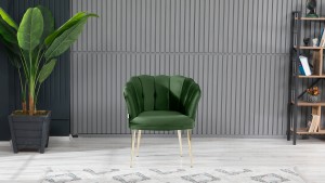 Papatya Çay Seti Koltuk Takımı Babyface Kumaş Gold Kaplama Metal Ayak Yaşil