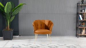 Papatya Çay Seti Koltuk Takımı Babyface Kumaş Gold Kaplama Metal Ayak Kiremit