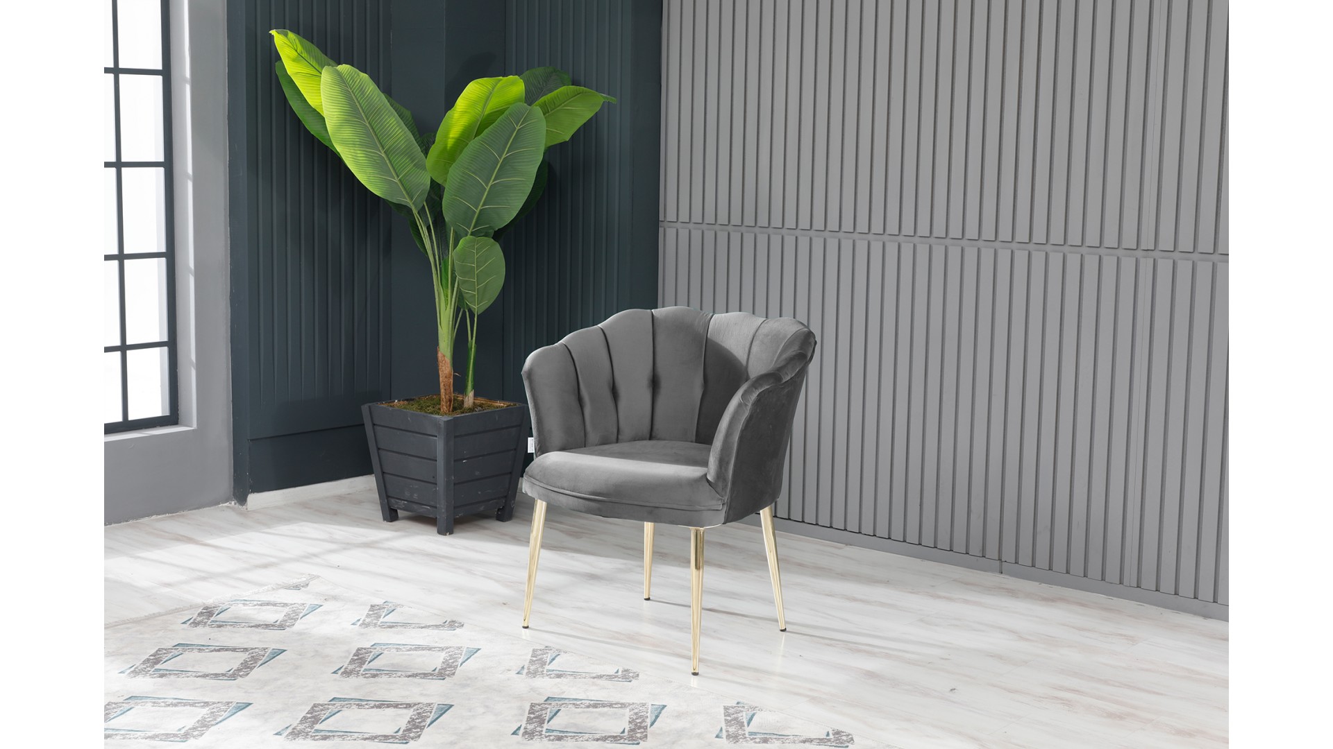 Papatya Çay Seti Koltuk Takımı Babyface Kumaş Gold Kaplama Metal Ayak Füme