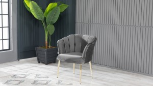 Papatya Çay Seti Koltuk Takımı Babyface Kumaş Gold Kaplama Metal Ayak Füme