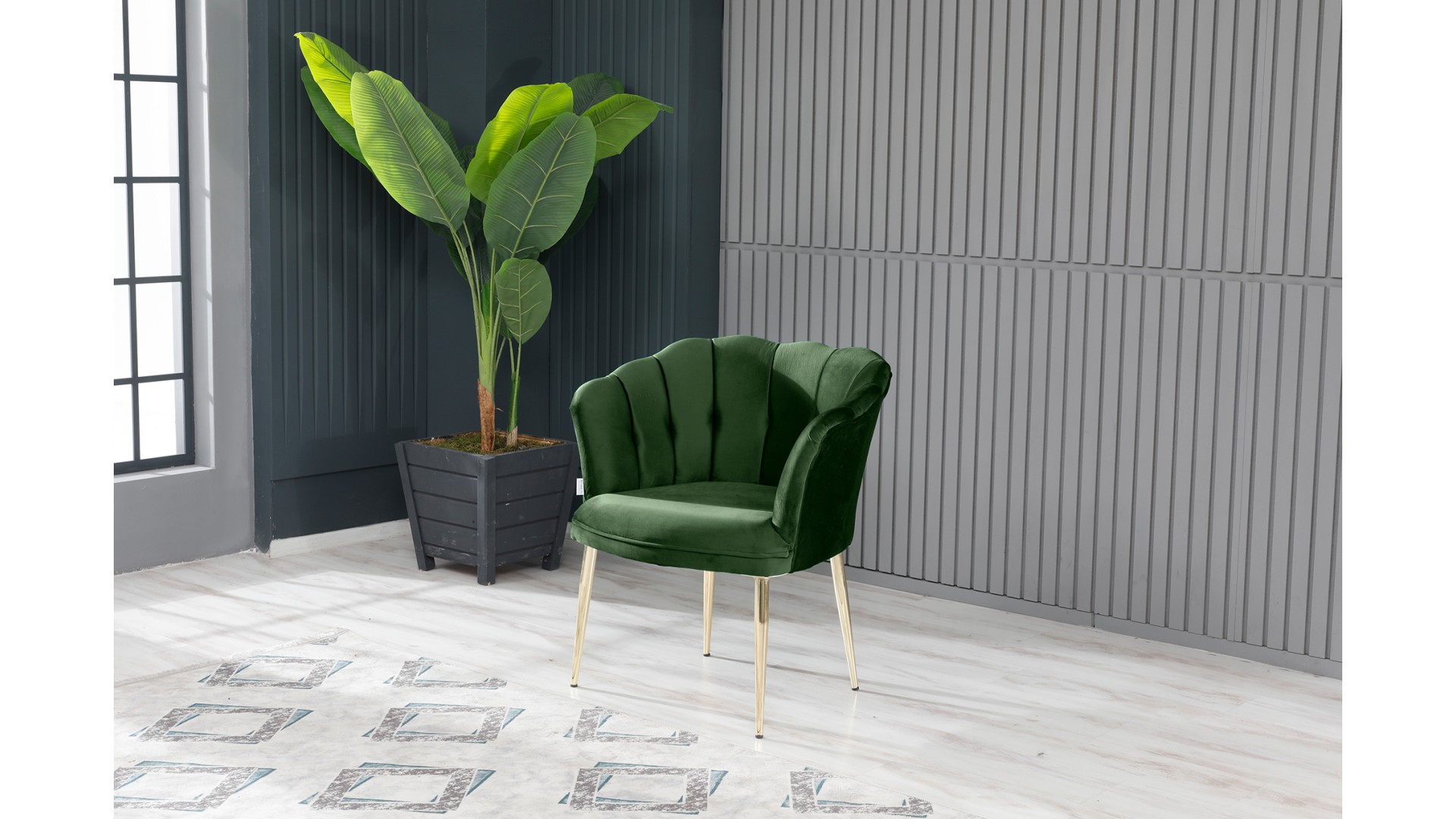 Papatya Çay Seti Koltuk Takımı Babyface Kumaş Gold Kaplama Metal Ayak Yaşil