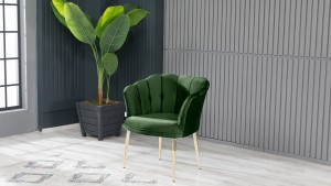 Papatya Çay Seti Koltuk Takımı Babyface Kumaş Gold Kaplama Metal Ayak Yaşil