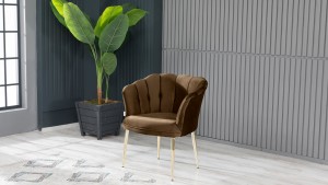 Papatya Çay Seti Koltuk Takımı Babyface Kumaş Gold Kaplama Metal Ayak Kahve