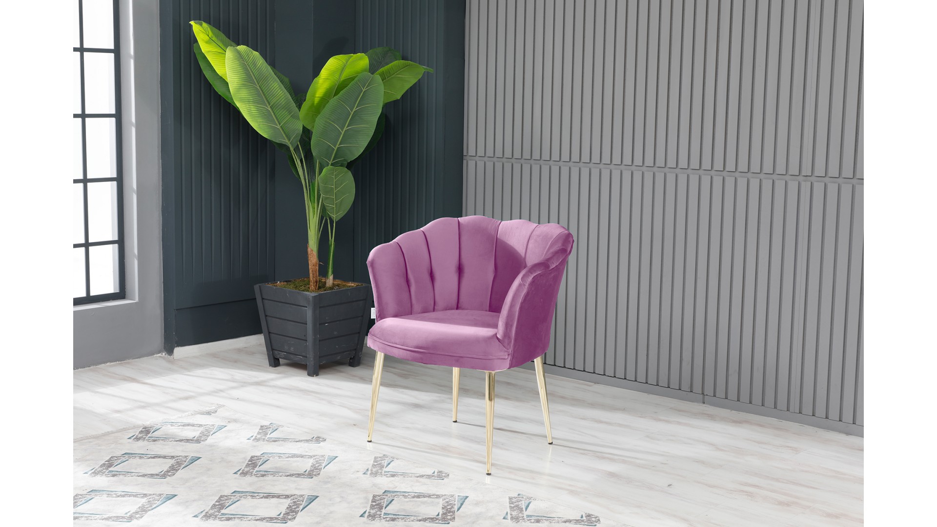 Papatya Çay Seti Koltuk Takımı Babyface Kumaş Gold Kaplama Metal Ayak Pembe