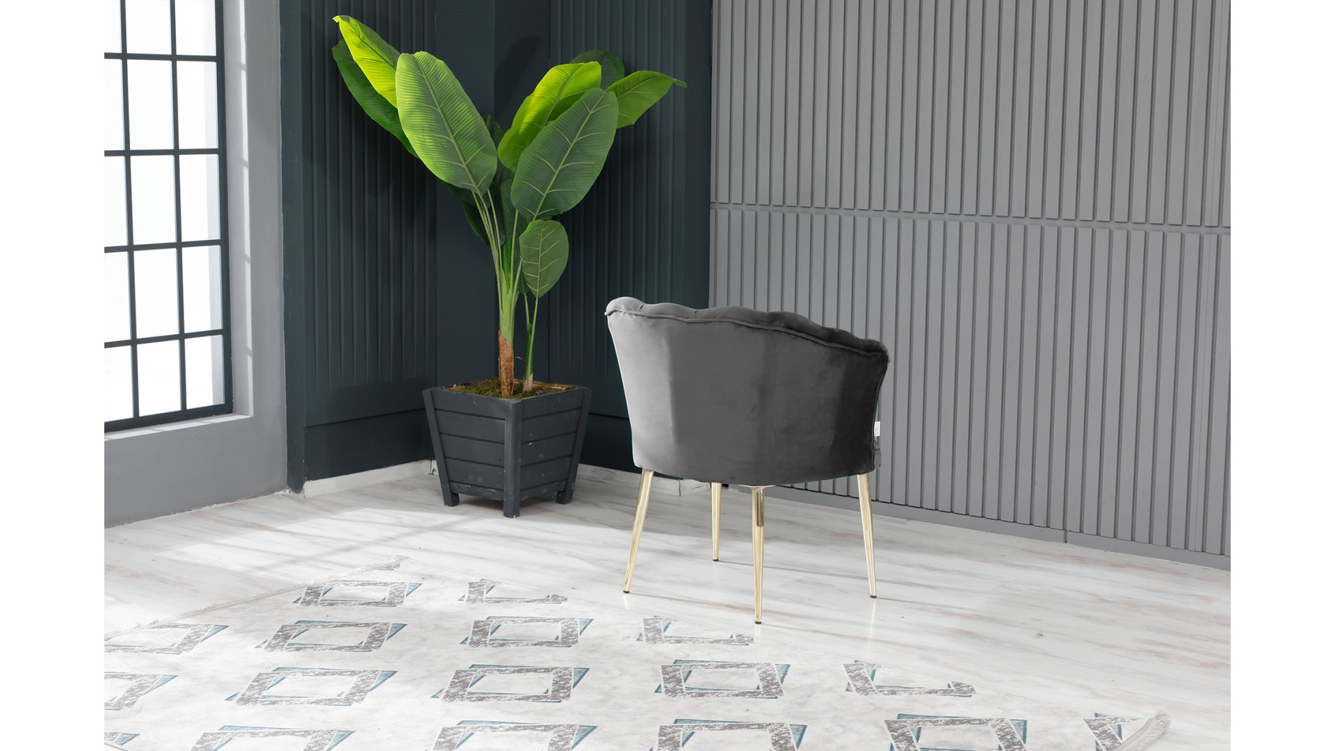 Papatya Tekli Berjer Babyface Kumaş Metal Gold Ayak Füme