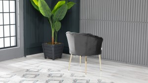 Papatya Tekli Berjer Babyface Kumaş Metal Gold Ayak Füme