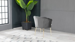 Papatya Tekli Berjer Babyface Kumaş Metal Gold Ayak Gri