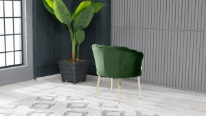 Papatya Tekli Berjer Babyface Kumaş Metal Gold Ayak Yeşil