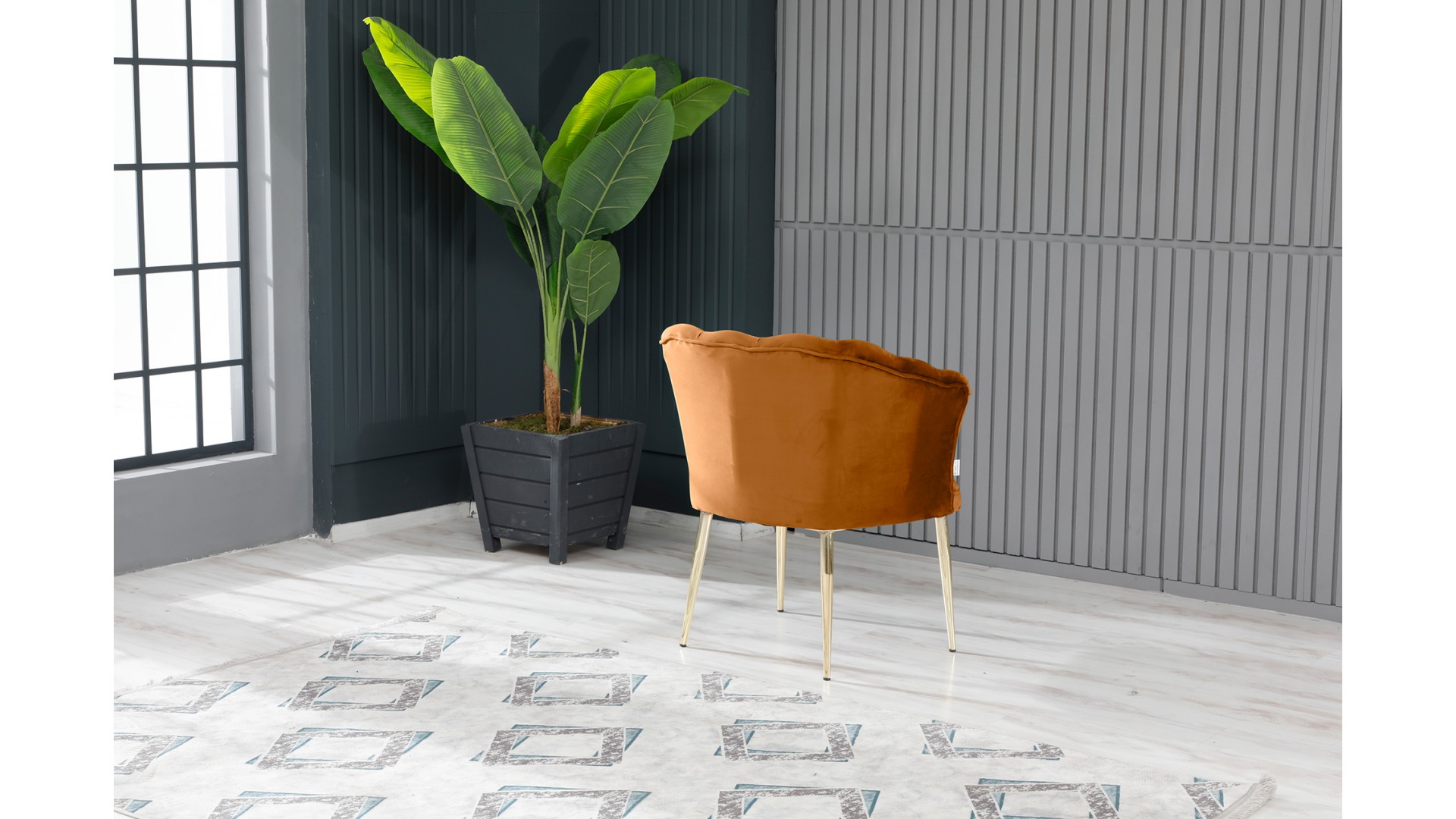 Papatya Tekli Berjer Babyface Kumaş Metal Gold Ayak Kiremit