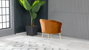 Papatya Tekli Berjer Babyface Kumaş Metal Gold Ayak Kiremit