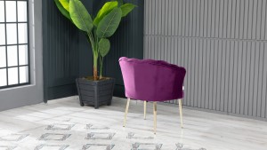 Papatya Tekli Berjer Babyface Kumaş Metal Gold Ayak Mürdüm