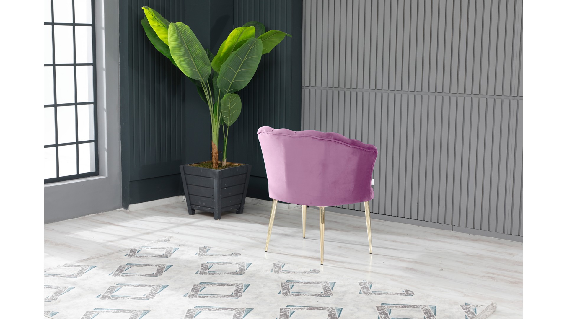 Papatya Tekli Berjer Babyface Kumaş Metal Gold Ayak Pembe