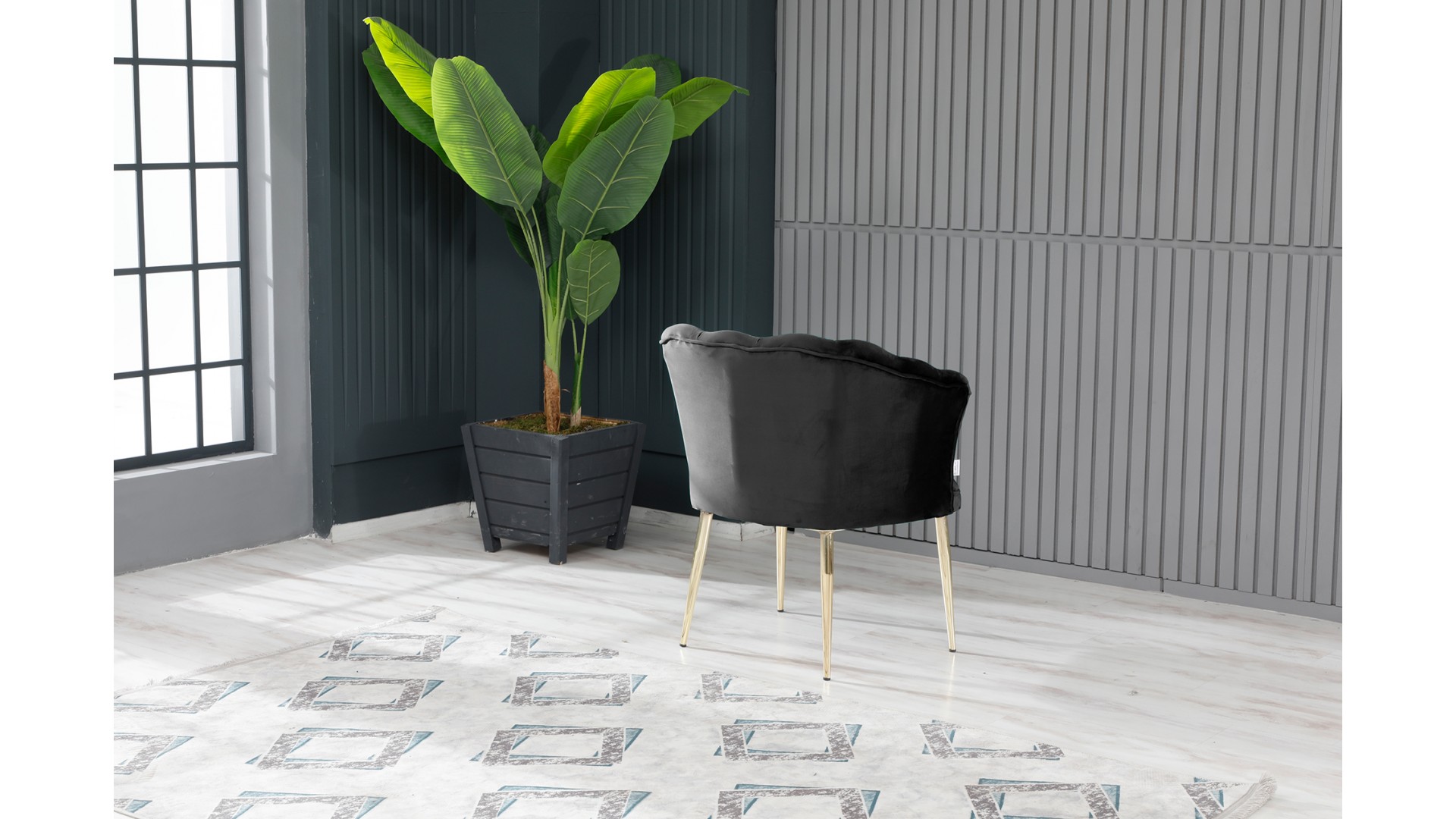 Papatya Tekli Berjer Babyface Kumaş Metal Gold Ayak Siyah