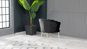 Papatya Tekli Berjer Babyface Kumaş Metal Gold Ayak Siyah