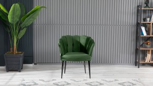 Papatya Çay Seti Koltuk Takımı Babyface Kumaş Siyah Metal Ayak Yaşil