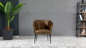 Papatya Çay Seti Koltuk Takımı Babyface Kumaş Siyah Metal Ayak Kahve