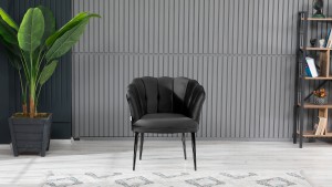 Papatya Çay Seti Koltuk Takımı Babyface Kumaş Siyah Metal Ayak Siyah