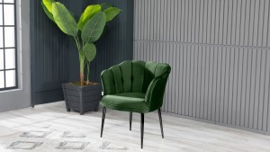 Papatya Çay Seti Koltuk Takımı Babyface Kumaş Siyah Metal Ayak Yaşil