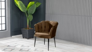 Papatya Çay Seti Koltuk Takımı Babyface Kumaş Siyah Metal Ayak Kahve