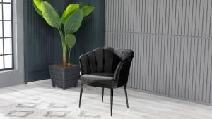 Papatya Çay Seti Koltuk Takımı Babyface Kumaş Siyah Metal Ayak Siyah