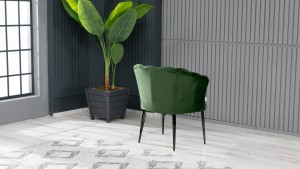 Papatya Tekli Berjer Babyface Kumaş Siyah Metal Ayak Yeşil