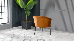 Papatya Tekli Berjer Babyface Kumaş Metal Siyah Metal Ayak Kiremit