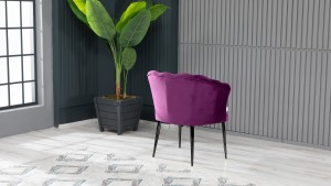 Papatya Tekli Berjer Babyface Kumaş Siyah Metal Ayak Mürdüm