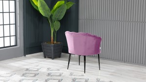 Papatya Tekli Berjer Babyface Kumaş Siyah Metal Ayak Pembe