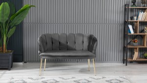 Papatya Çay Seti Koltuk Takımı Babyface Kumaş Gold Kaplama Metal Ayak Kahve