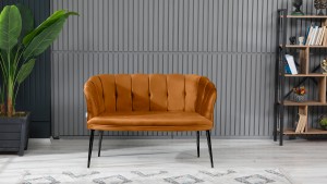 Papatya Çay Seti Koltuk Takımı Babyface Kumaş Siyah Metal Ayak Kiremit