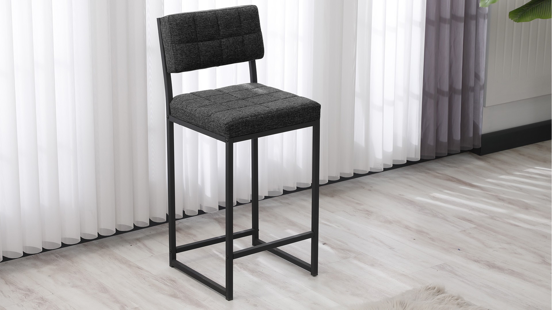 Retro Bar Sandalyesi Ada Mutfak Sandalyesi Bar Taburesi Mutfak Sandalyesi 66 cm - Füme