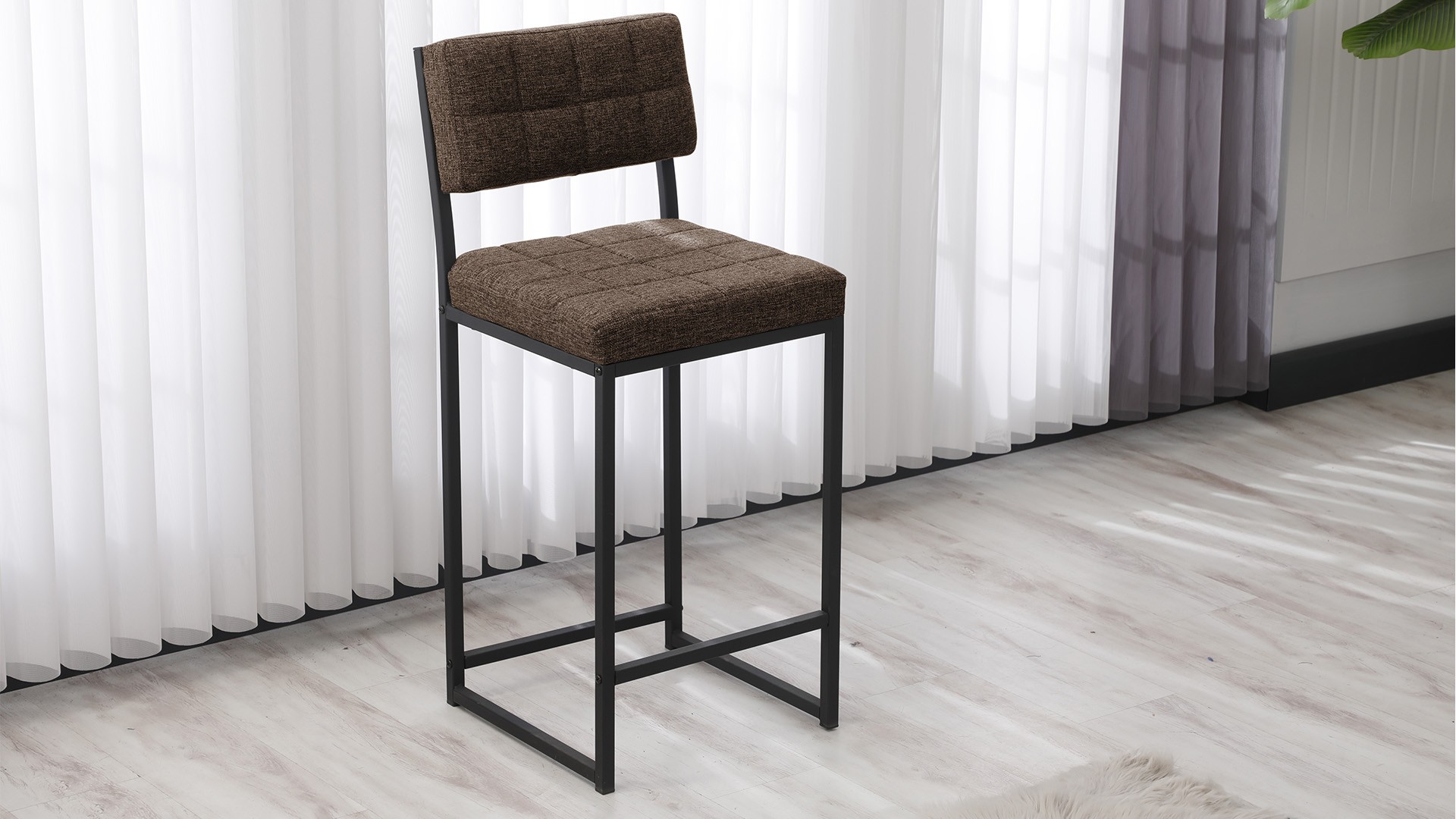 Retro Bar Sandalyesi Ada Mutfak Sandalyesi Bar Taburesi Mutfak Sandalyesi 66 cm - Kahve