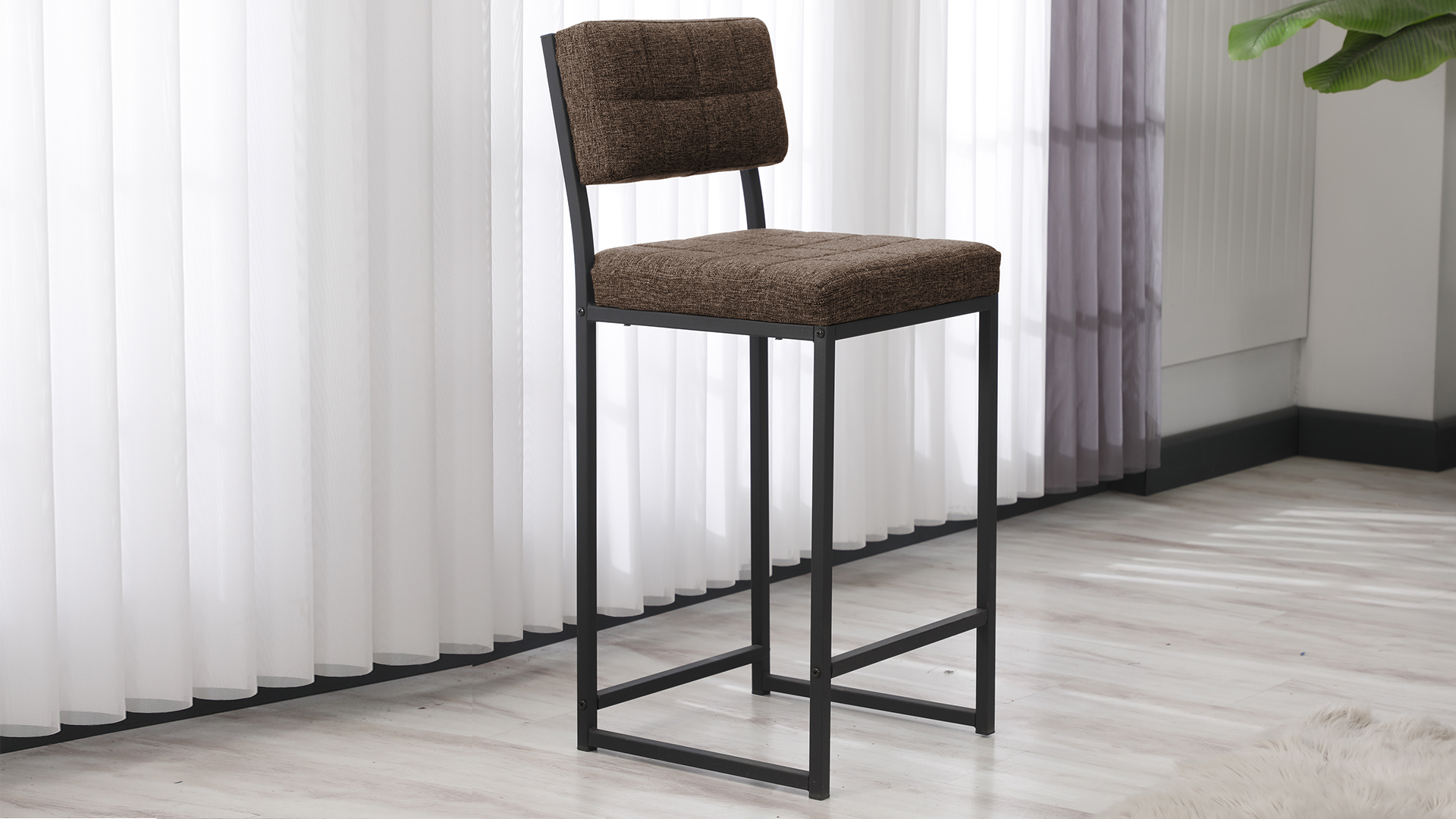 Retro Bar Sandalyesi Ada Mutfak Sandalyesi Bar Taburesi Mutfak Sandalyesi 66 cm - Kahve