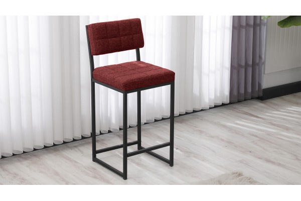 Retro Bar Sandalyesi Ada Mutfak Sandalyesi Bar Taburesi Mutfak Sandalyesi 66 cm - Bordo
