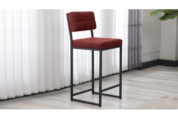 Retro Bar Sandalyesi Ada Mutfak Sandalyesi Bar Taburesi Mutfak Sandalyesi 66 cm - Bordo