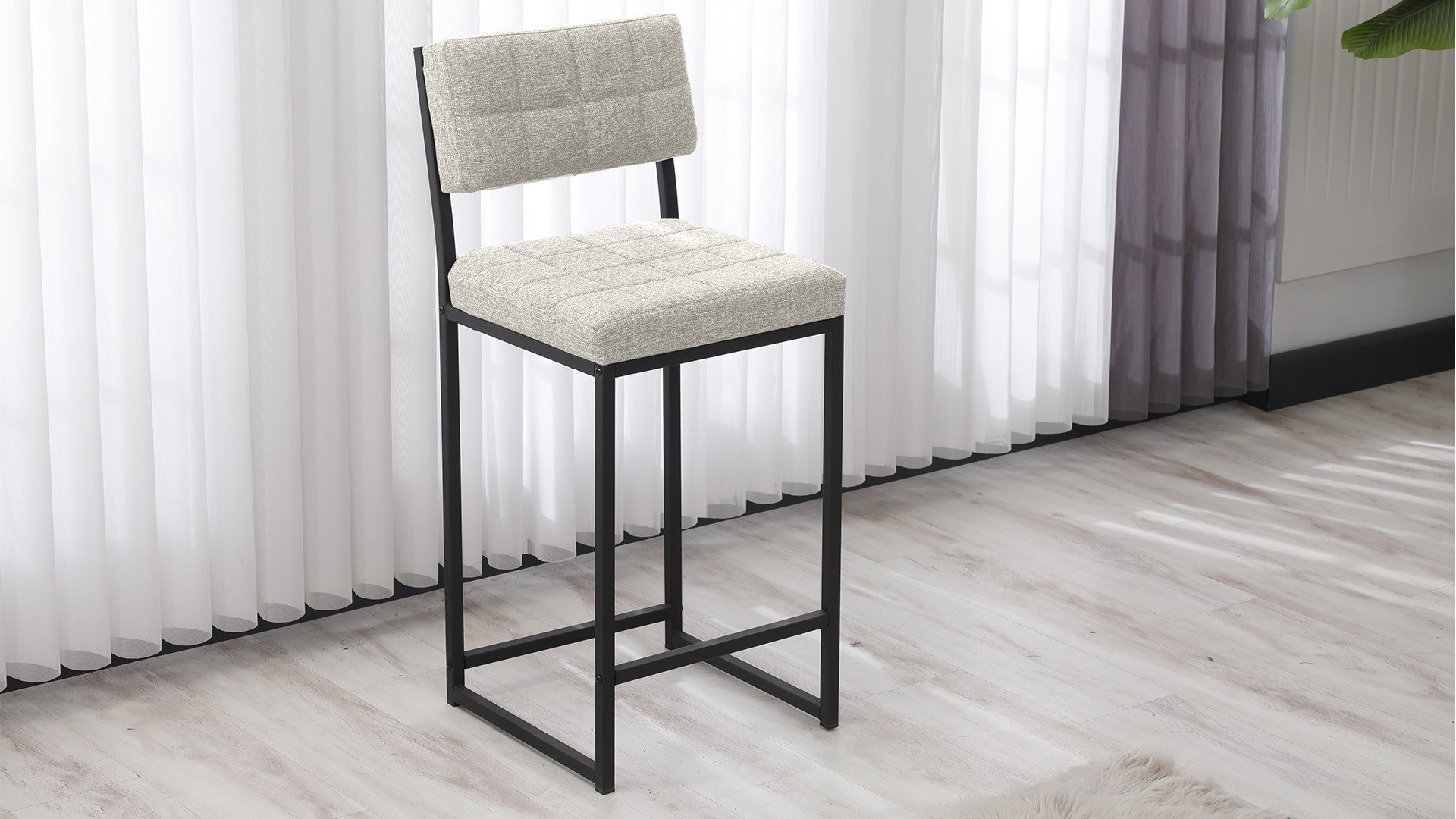 Retro Bar Sandalyesi Ada Mutfak Sandalyesi Bar Taburesi Mutfak Sandalyesi 66 cm - Krem