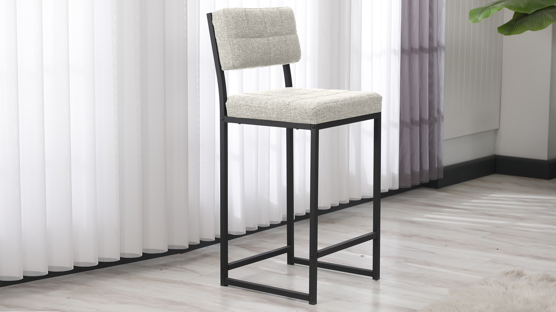 Retro Bar Sandalyesi Ada Mutfak Sandalyesi Bar Taburesi Mutfak Sandalyesi 66 cm - Krem