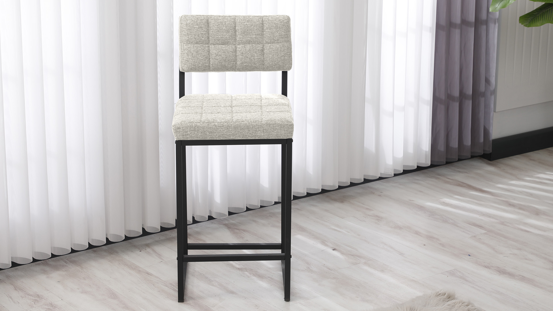 Retro Bar Sandalyesi Ada Mutfak Sandalyesi Bar Taburesi Mutfak Sandalyesi 66 cm - Krem